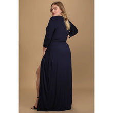 Load image into Gallery viewer, Size Large Lulus Garden District Navy Blue Wrap Maxi Dress

