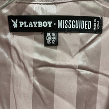 Load image into Gallery viewer, Size 12 Playboy x Missguided Pink Satin Stripe Bunny Robe
