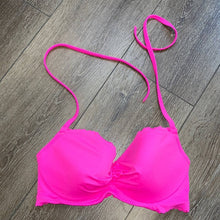 Load image into Gallery viewer, Size 34 D Victoria’s Secret Hot Pink Scalloped Swim Suit Bikini Top
