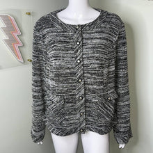 Load image into Gallery viewer, 1X Karl Lagerfeld Paris Black White Heather Button Up Jacket
