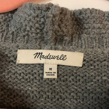 Load image into Gallery viewer, Medium Madewell Gray Ruffle-Neck Pullover Sweater in Cotton-Merino Yarn
