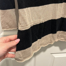 Load image into Gallery viewer, Petite XS Eileen Fisher Petite Tan Black Stripe Linen Sweater
