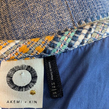 Load image into Gallery viewer, Size 10 Anthro Akemi + Kin NWOT Blue &amp; Yellow Striped Tweed Shift Dress With Pockets
