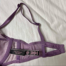 Load image into Gallery viewer, Size 32B Victoria's Secret NWOT Purple Mesh Embroidered Lace Bra
