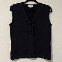 Load image into Gallery viewer, Small St. John Sport By Marie Gray Black Wool V-Neck Sleeveless Sweater Top
