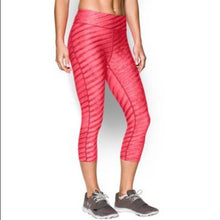 Load image into Gallery viewer, Size Medium Under Armour  Pink Women’s Ua Heatgear® Armour Stripe Capri
