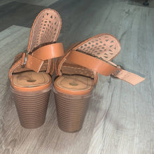 Load image into Gallery viewer, Size 10 Big Buddha Brown Perforated Open Toe Heeled Ankle Boots
