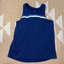 Load image into Gallery viewer, Kids Medium Athleta Girl Navy Blue Racerback Tank With Ruffles On Back
