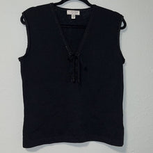Load image into Gallery viewer, Small St. John Sport By Marie Gray Black Wool V-Neck Sleeveless Sweater Top
