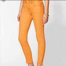 Load image into Gallery viewer, Size 29 Free People Bright Orange Cropped Slit Ankle Skinny Jeans
