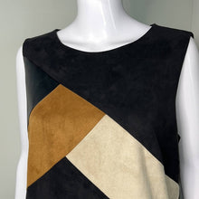 Load image into Gallery viewer, Large Chicos Black Sleeveless Neutral Color Block Suede Leather Dress
