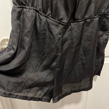 Load image into Gallery viewer, Large Umgee Black Satin Sleeveless Romper With Lace Back
