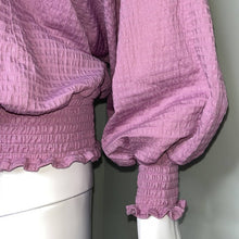 Load image into Gallery viewer, Size Medium Anthropologie Textured Purple Peasant Style Blouse
