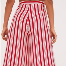 Load image into Gallery viewer, Size 8 Pretty Little Thing NWT Red Contrast Stripe Mix Wide Leg Pants
