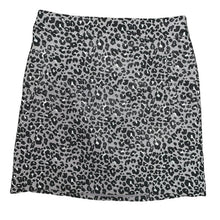 Load image into Gallery viewer, Size 4 Petite Loft Gray &amp; Black Leopard Mini Skirt
