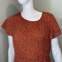 Load image into Gallery viewer, Medium Shein NWOT Orange &amp; White Polka Dot Short Sleeve Wrap Dress
