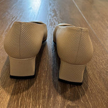 Load image into Gallery viewer, Size 7.5 Stuart Weitzman Vintage Impala Square Toe Cream Rose Gold Block Heels
