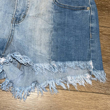 Load image into Gallery viewer, Size 27 Altar’d State Two Toned Blue Denim Cut Off Shorts
