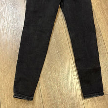 Load image into Gallery viewer, Size 2 Short American Eagle Black Denim Distressed Skinny Jeans
