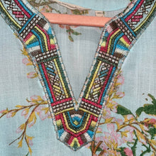 Load image into Gallery viewer, Petite Medium Soft Surroundings Petite Blue Pink Floral Embroidered Peasant Boho Tunic Top
