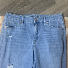 Load image into Gallery viewer, Sz 10 Universal Thread Light Wash High Rise Distressed Denim Skinny Ankle Jeans
