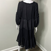 Load image into Gallery viewer, Small Free People In The Moment Black Boho Oversized Midi Dress With Sleeves
