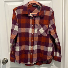 Load image into Gallery viewer, Medium Wrangler Retro Purple Orange Boyfriend Flannel Button Up Western Shirt

