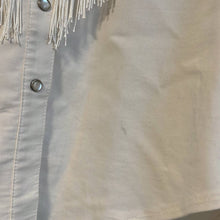 Load image into Gallery viewer, XS Vintage Western Collection Styles White Fringe Pearl Snap Button Up Rodeo Shirt
