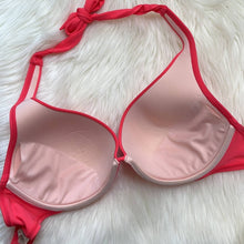 Load image into Gallery viewer, Size 34DD Victoria’s Secret Hot Pink Coral Swim Suit Halter Top

