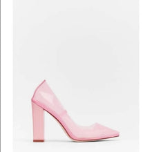 Load image into Gallery viewer, Size 6 Nasty Gal Pink Clear Almond Block Court Heels
