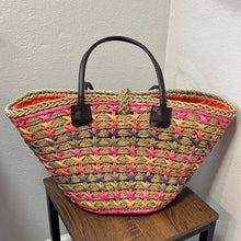 Load image into Gallery viewer, Colorful Beach Ratan Wicker Tote Bag
