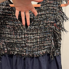 Load image into Gallery viewer, Medium Zara Navy Blue Frayed Tweed V-Back Sleeveless Dress
