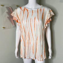 Load image into Gallery viewer, Size XXL Knox Rose Tangerine Orange Tie Dye Lace Ruffle Sleeve Top
