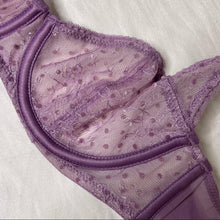 Load image into Gallery viewer, Size 32B Victoria's Secret NWOT Purple Mesh Embroidered Lace Bra

