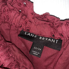 Load image into Gallery viewer, 2XL Lane Bryant Maroon Pink Eyelet Off Shoulder Blouse
