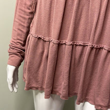 Load image into Gallery viewer, Size Medium Knox Rose Mauve Dusty Rose Boho Long Sleeve Tassel Hooded Long Sleeve Top
