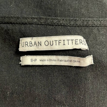 Load image into Gallery viewer, Small Urban Outfitters Black Linen Puff Sleeve V-Neck Button Shirt
