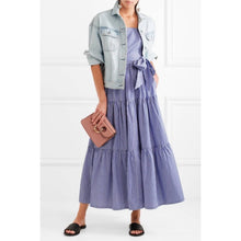 Load image into Gallery viewer, Size 6 J. Crew Garratt Tiered Ruffle Striped Cotton Poplin Maxi Dress
