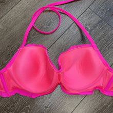 Load image into Gallery viewer, Size 34 D Victoria’s Secret Hot Pink Scalloped Swim Suit Bikini Top
