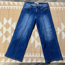 Load image into Gallery viewer, Size 29 Flying Monkey Vertical Pintuck Front Denim Blue Wide Leg Cropped Jeans
