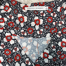 Load image into Gallery viewer, Small Rebecca Minkoff Black Red Floral Print V-Neck Button Up Shirt
