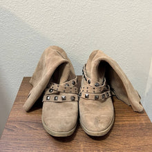 Load image into Gallery viewer, Size 6.5 Steve Madden Taupe Slouchy Rhinestone Studded Almond Toe Cowboy Boots
