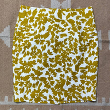 Load image into Gallery viewer, Size 10P Loft Mustard Gold Yellow Floral Pencil Skirt
