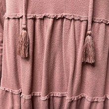 Load image into Gallery viewer, Size Medium Knox Rose Mauve Dusty Rose Boho Long Sleeve Tassel Hooded Long Sleeve Top
