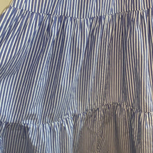 Load image into Gallery viewer, Size 6 J. Crew Garratt Tiered Ruffle Striped Cotton Poplin Maxi Dress

