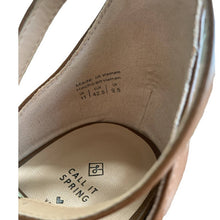 Load image into Gallery viewer, Size 11 Call It Spring Brown Single Strap Wooden Block Sandal Heel

