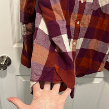Load image into Gallery viewer, Medium Wrangler Retro Purple Orange Boyfriend Flannel Button Up Western Shirt
