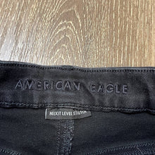 Load image into Gallery viewer, Size 2 Short American Eagle Black Denim Distressed Skinny Jeans
