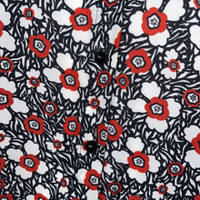 Load image into Gallery viewer, Small Rebecca Minkoff Black Red Floral Print V-Neck Button Up Shirt
