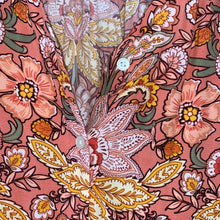 Load image into Gallery viewer, Loft Coral Pink Yellow Paisley Floral Print Long Sleeve Button Up
